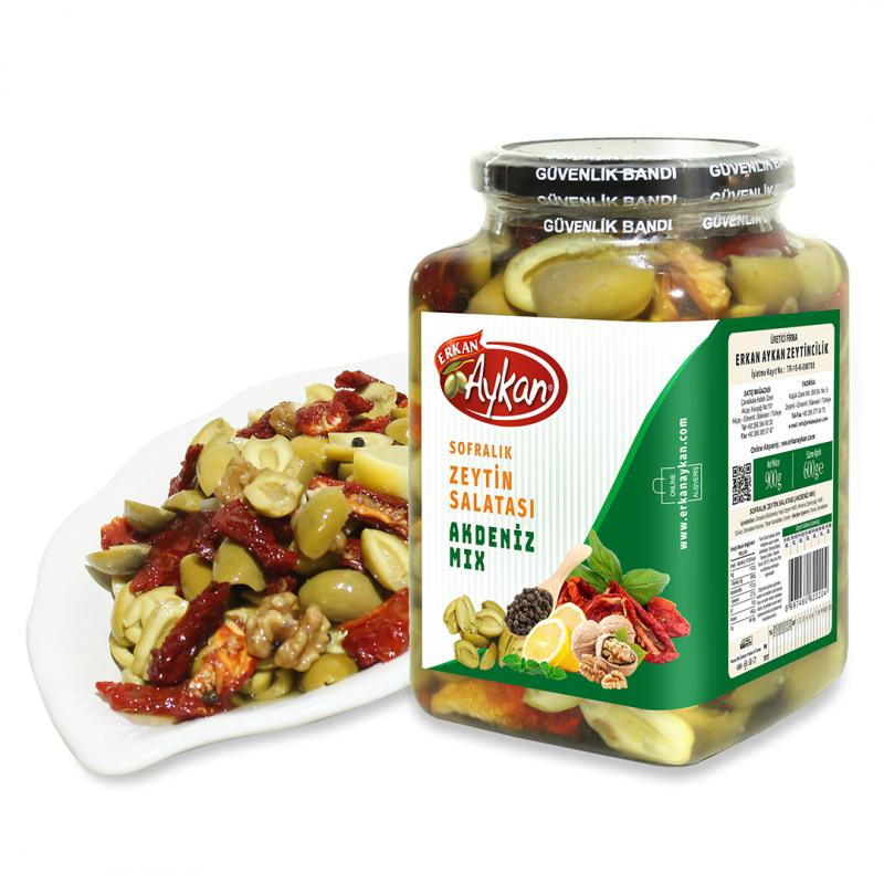 Zeytin Salatası Akdeniz Mix 1000 cc Cam Net: 900 g