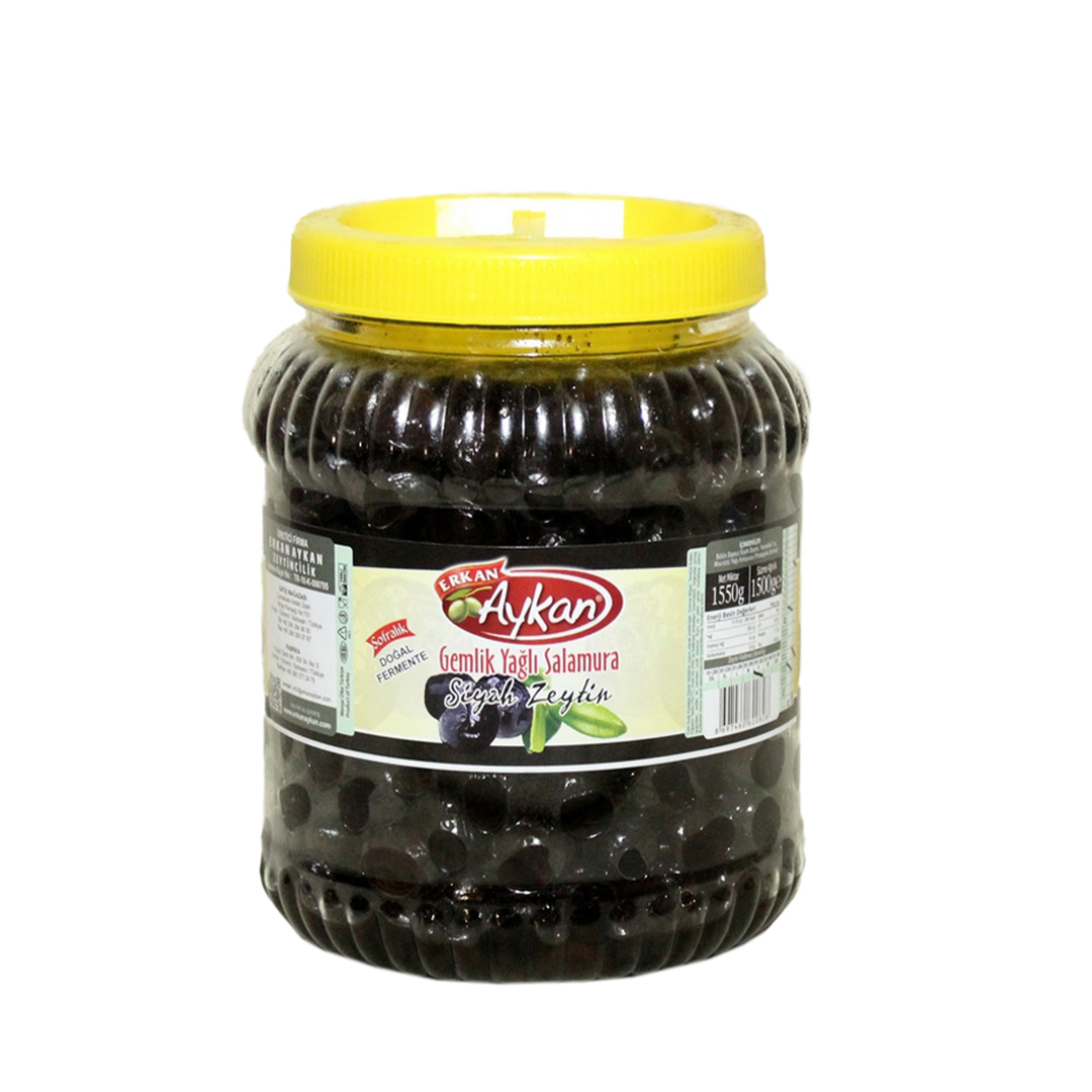 Gemlik Yağlı Salamura Siyah Zeytin 2 lik Pet 231-260 (L) Net: 1500 g