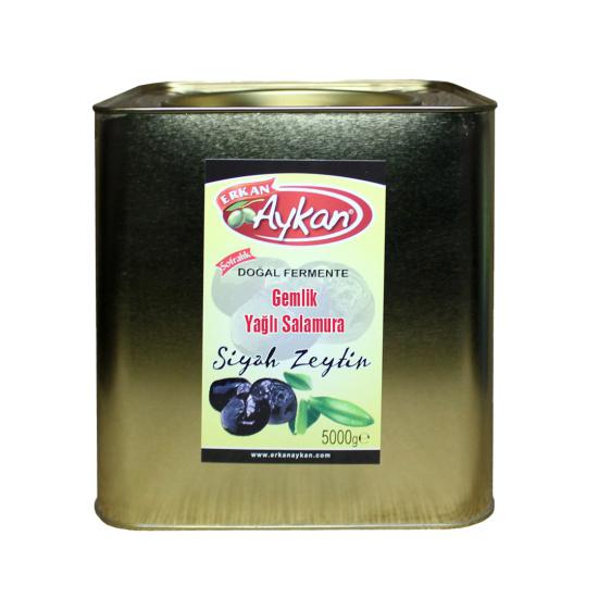Gemlik Yağlı Salamura Siyah Zeytin 5 Kg Teneke 231-260 (L)