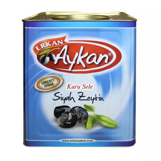 Yeni hasat Edremit Kuru Sele Siyah Zeytin 10 Kg Teneke 231-260 (L)