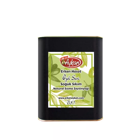 (Özel üretim) Erken Hasat Özel Seri Soğuk Sıkım Sızma Zeytinyağı 2 L Teneke