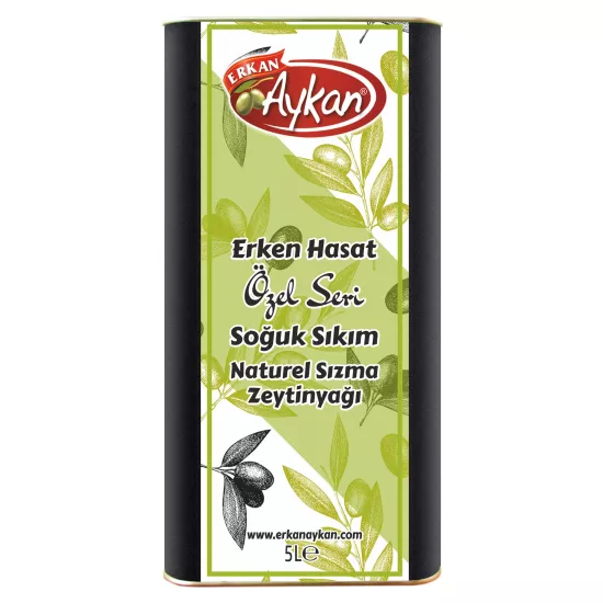 (Özel üretim) Erken Hasat Özel Seri Soğuk Sıkım Sızma Zeytinyağı 5 L Teneke