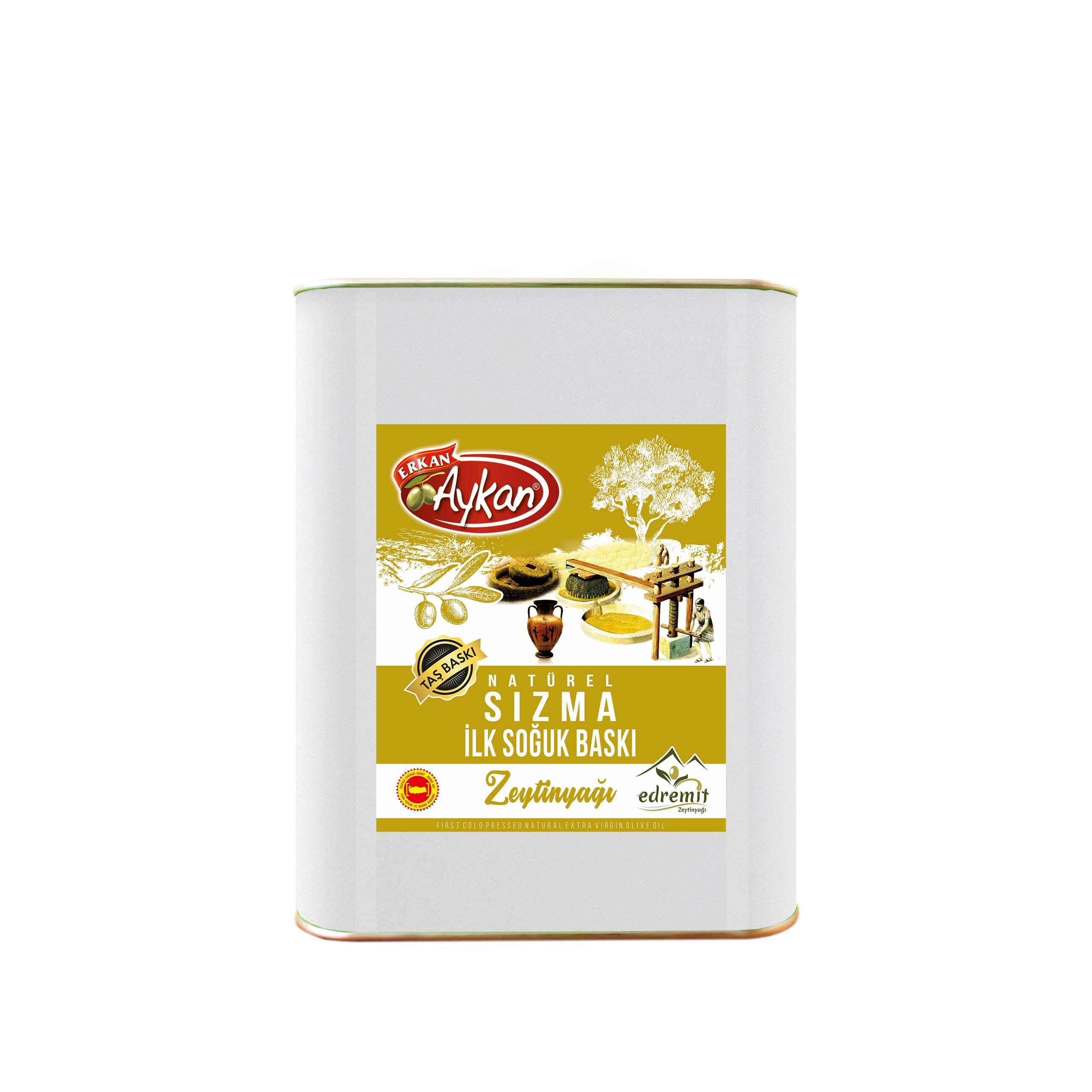 İlk Soğuk Baskı (Taş Baskı) Natürel Sızma Zeytinyağı 2 L Teneke